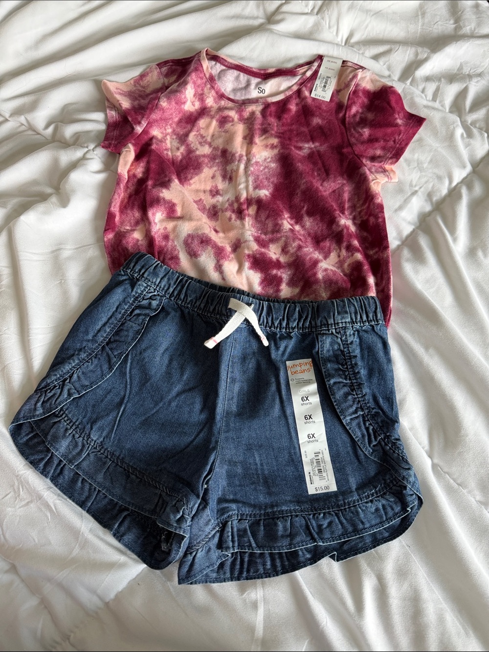 SO Girls Short Sleeve Tie-Dye Tee in Pink and Cream